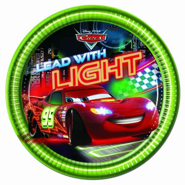 Piatto Piano di Carta 20 cm Cars Neon 8 Pz Disney