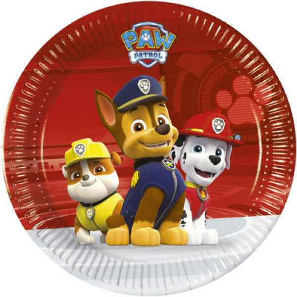 Piatto Piano di Carta 20 cm Paw Patrol Ready for Action 8 pz