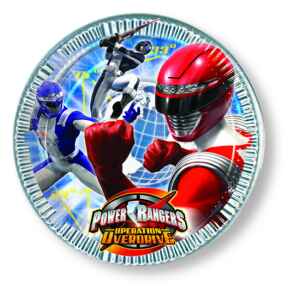 Piatto Piano di Carta 20 cm Power Rangers Operation Overdrive 8 Pz