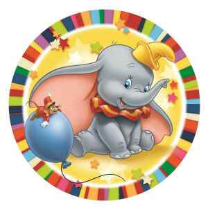 Piatto Piano di Carta 23 cm Dumbo Disney 10 Pz