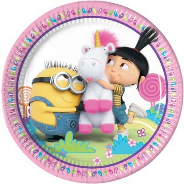 Piatto Piano di Carta 23 cm FLUFFY Minions 8 Pz