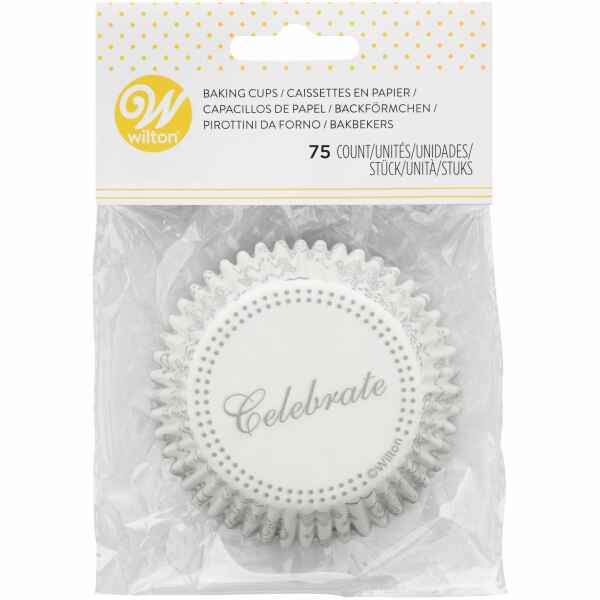 Pirottini - Cupcake da Forno Celebrate Argento 5 cm 75 Pz Wilton