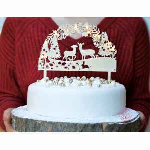 Cake Topper LED Woodland Natale nel Bosco Scrapcooking