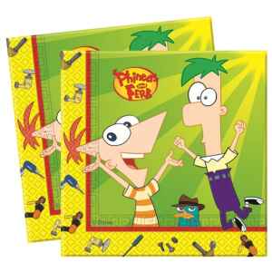 Tovagliolo di carta 33 x 33 cm Phineas and Ferb 20 Pz Disney