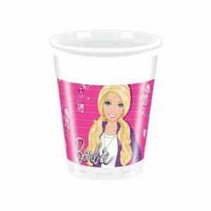 Bicchieri di Plastica 180 - 200 cc Barbie 8 Pz