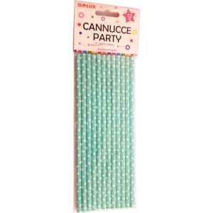 Cannucce Carta a pois Acquamarina 20 cm 12 Pz