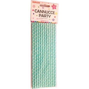 Cannucce Carta a pois Acquamarina 20 cm 12 Pz