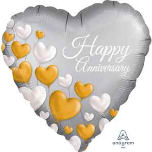 Pallone foil - 45 cm Happy Anniversary a Cuore 1 Pz