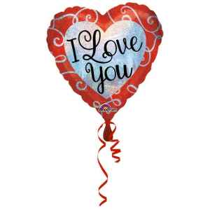 Pallone foil - 45 cm I Love You Sparkle a Cuore 1 Pz