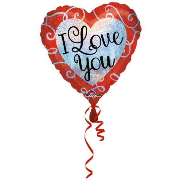 Pallone foil - 45 cm I Love You Sparkle a Cuore 1 Pz