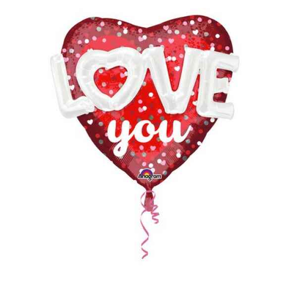 Pallone foil Multi-balloon - 91 cm Love Hearts e Dots a Cuore 1 Pz