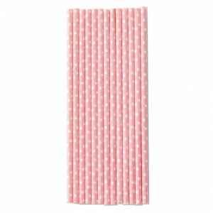 Cannucce Carta a pois Rosa 20 cm 12 Pz