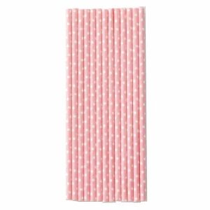 Cannucce Carta a pois Rosa 20 cm 12 Pz