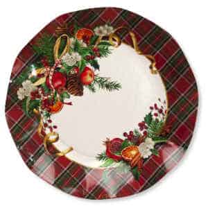 Piatti Piani di Carta a Petalo TARTAN CHRISTMAS 21 cm 8 Pz-43CTC