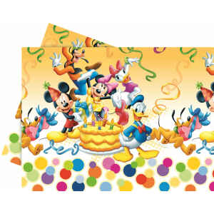 Tovaglia in Plastica 120 x 180 cm Mickey Mouse Buon Compleanno 1 Pz Disney