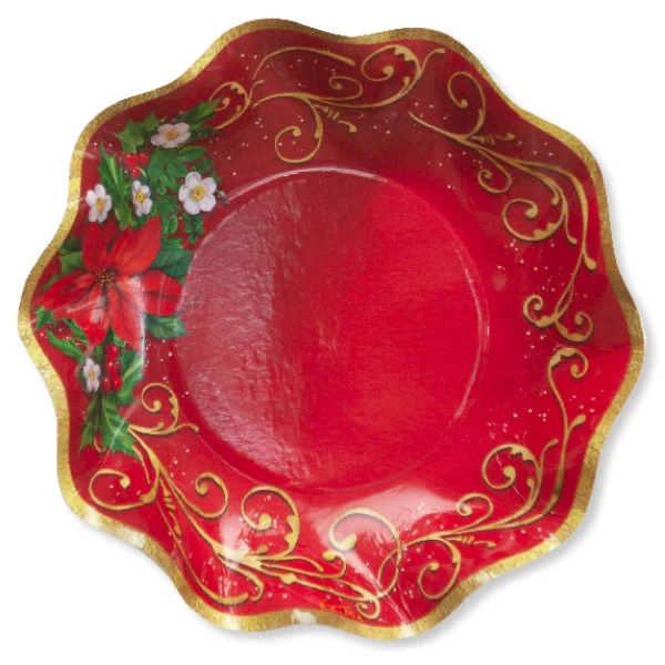 Piatti Fondi di Carta a Petalo WARM CHRISTMAS 24 cm 8 Pz-44CWC