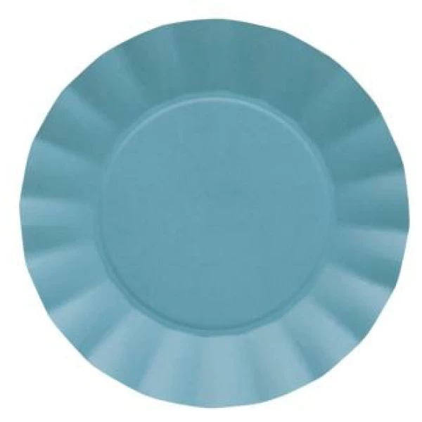 Piatti Piani di Carta Compostabile Opaco Turchese 24,5 cm 8 Pz