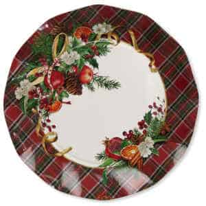 Piatti Piani di Carta a Petalo TARTAN CHRISTMAS 27 cm 8 Pz-41CTC