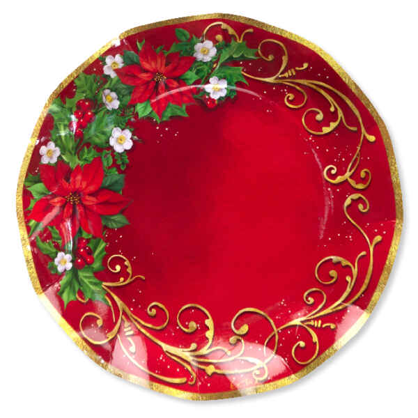 Piatti Piani di Carta a Petalo WARM CHRISTMAS 27 cm 8 Pz-41CWC