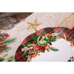 Piatti Piani di Carta a Petalo TARTAN CHRISTMAS 27 cm 8 Pezzi