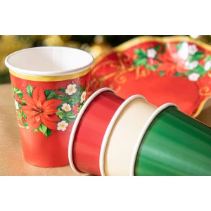 Bicchieri di Carta Compostabili WARM CHRISTMAS 250 cc 8 Pezzi Ex.Tra.