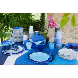 Piatti Fondi di Carta a Petalo Blu Notte 24 cm 10 Pezzi