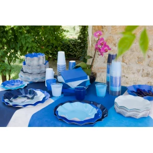 Piatti Fondi di Carta a Petalo Blu Notte 24 cm 10 Pezzi