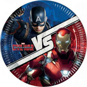 Piatto di Carta Avengers Civil War Metallizzato 23 cm 8 Pezzi Marvel Disney